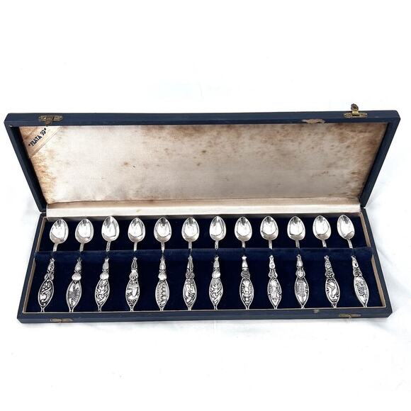 Vintage Prata 99 Silver Plated Spoons - Set of 12 from Brazil in Original Box - Picture 1 of 8